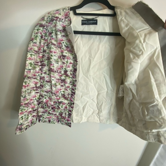 Dolce & Gabbana Silk Printed Rouged Floral Jacket Pink White sz 40 - Picture 8 of 12